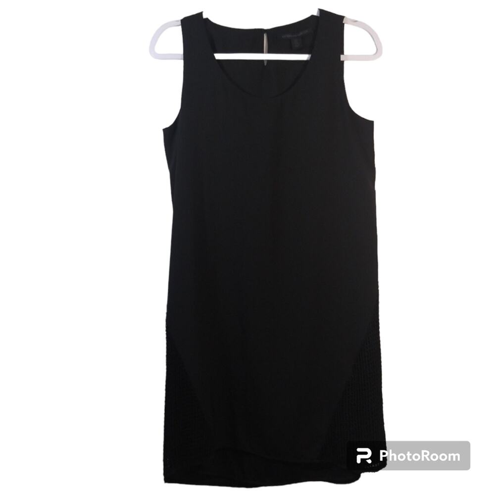 Katherine Barclay Sleeveless Black Net Shift Dress LBD Size 2